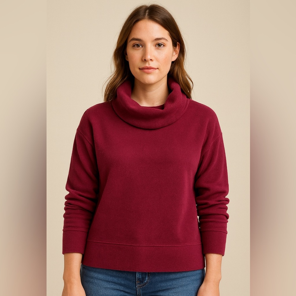 Banana Republic burgundy  cowl neck long sleeve top. Sz Small